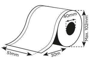 Etikettenpiktogramm - Prägepapier weiß &quot;Hammerschlag&quot; abwaschbar 51mm* x 30m