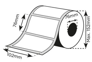 Etikettenpiktogramm - Prägepapier weiß &quot;Hammerschlag&quot; abwaschbar 102x76mm 750 Stk