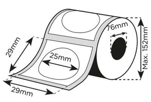 Etikettenpiktogramm - Prägepapier weiß &quot;Hammerschlag&quot; abwaschbar Ø 25mm* 1.875 Stk