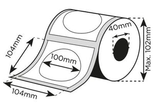 Etikettenpiktogramm - Prägepapier weiß &quot;Hammerschlag&quot; abwaschbar Ø 100mm* 280 Stk